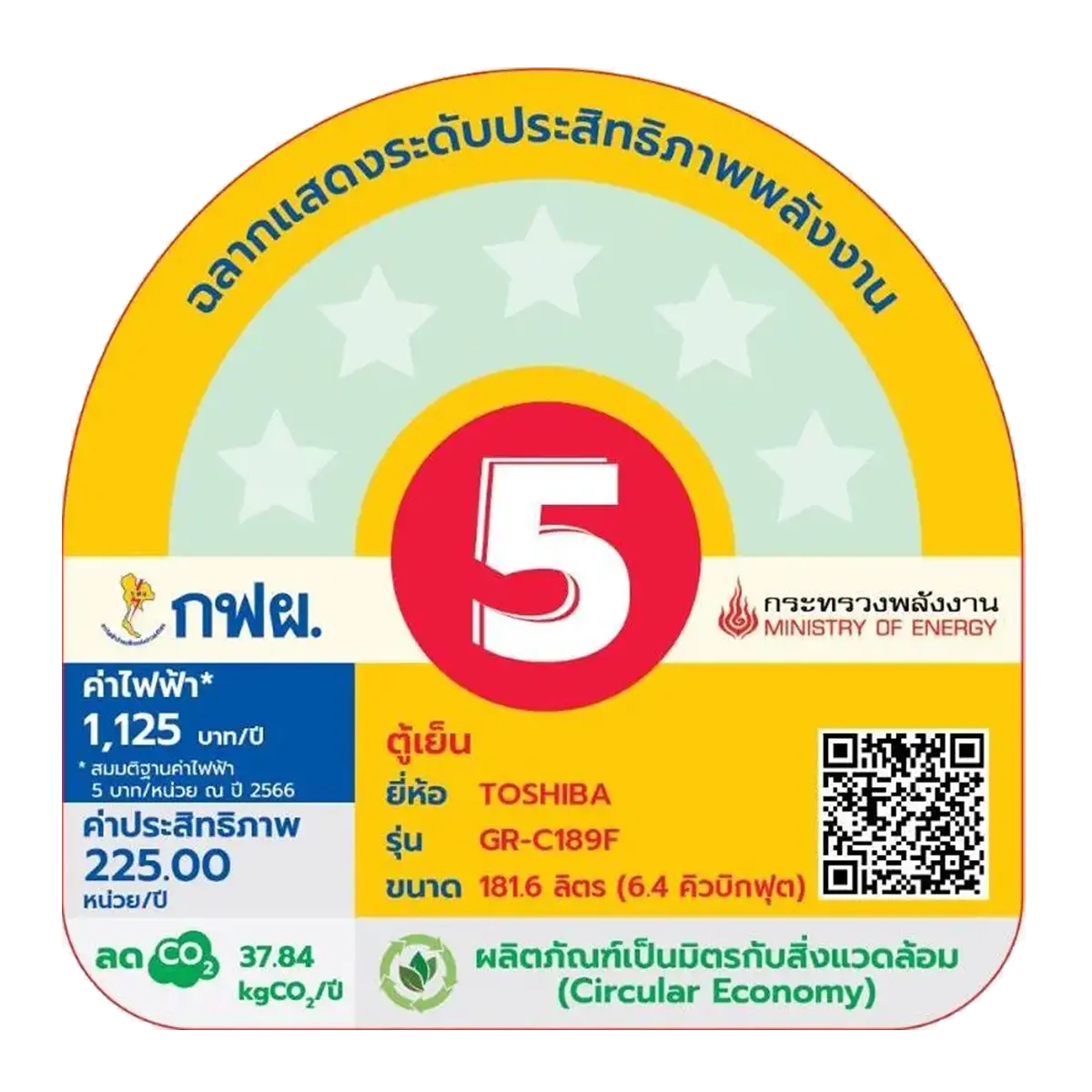 ตู้เย็น 1 ประตู 6.4 คิว โตชิบา รุ่น GR-C189F-MG ภาพที่ 6