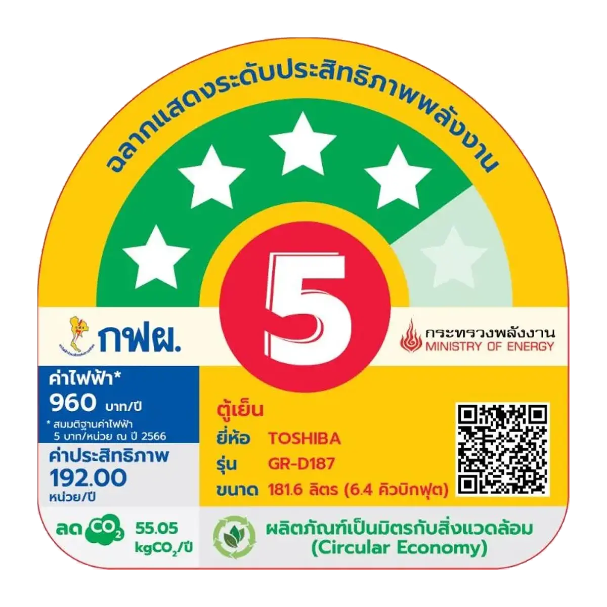 ตู้เย็น 1 ประตู 6.4 คิว โตชิบา รุ่น GR-D187SB ภาพที่ 7