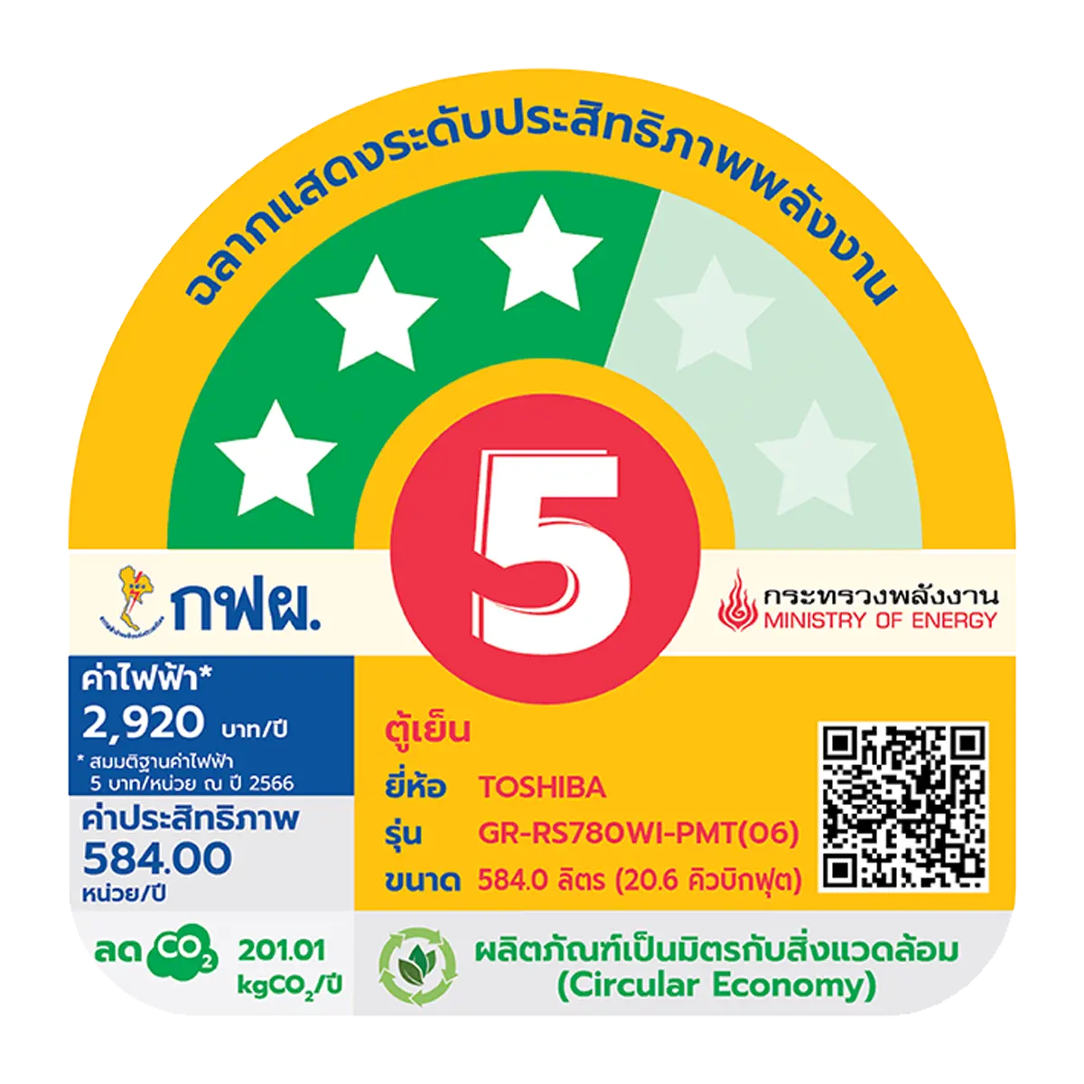 ตู้เย็น ไซด์ บาย ไซด์ 20.6 คิว โตชิบา รุ่น GR-RS780WI-PMT(06) ภาพที่ 5