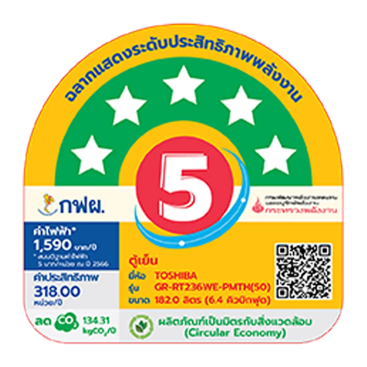ตู้เย็น 2 ประตู 6.4 คิว โตชิบา รุ่น GR-RT236WE-PMTH(50) ภาพที่ 6