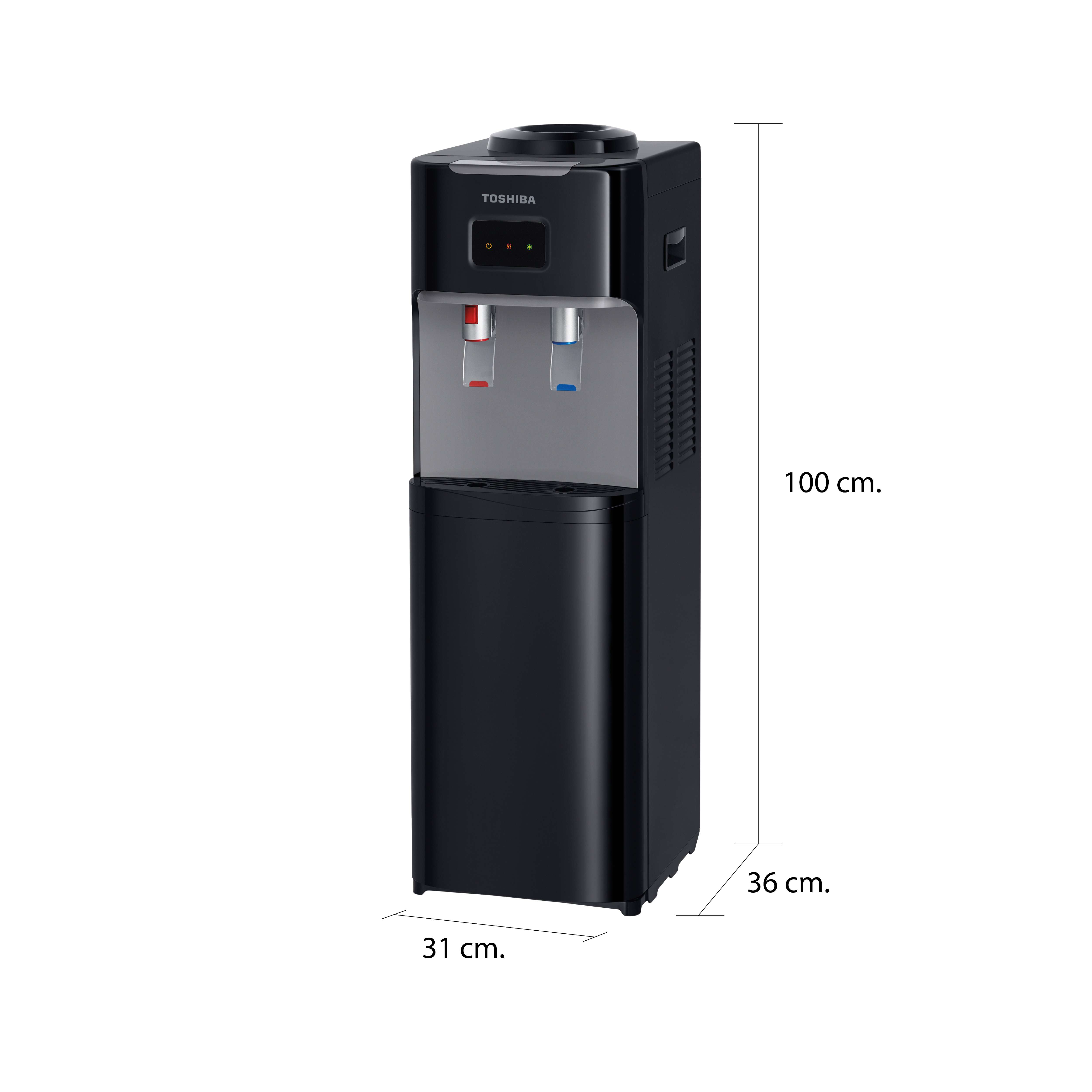 ขนาดและมิติ ตู้กดน้ำ ถังน้ำด้านบน โตชิบา รุ่น RWF-W1664TK(K1)