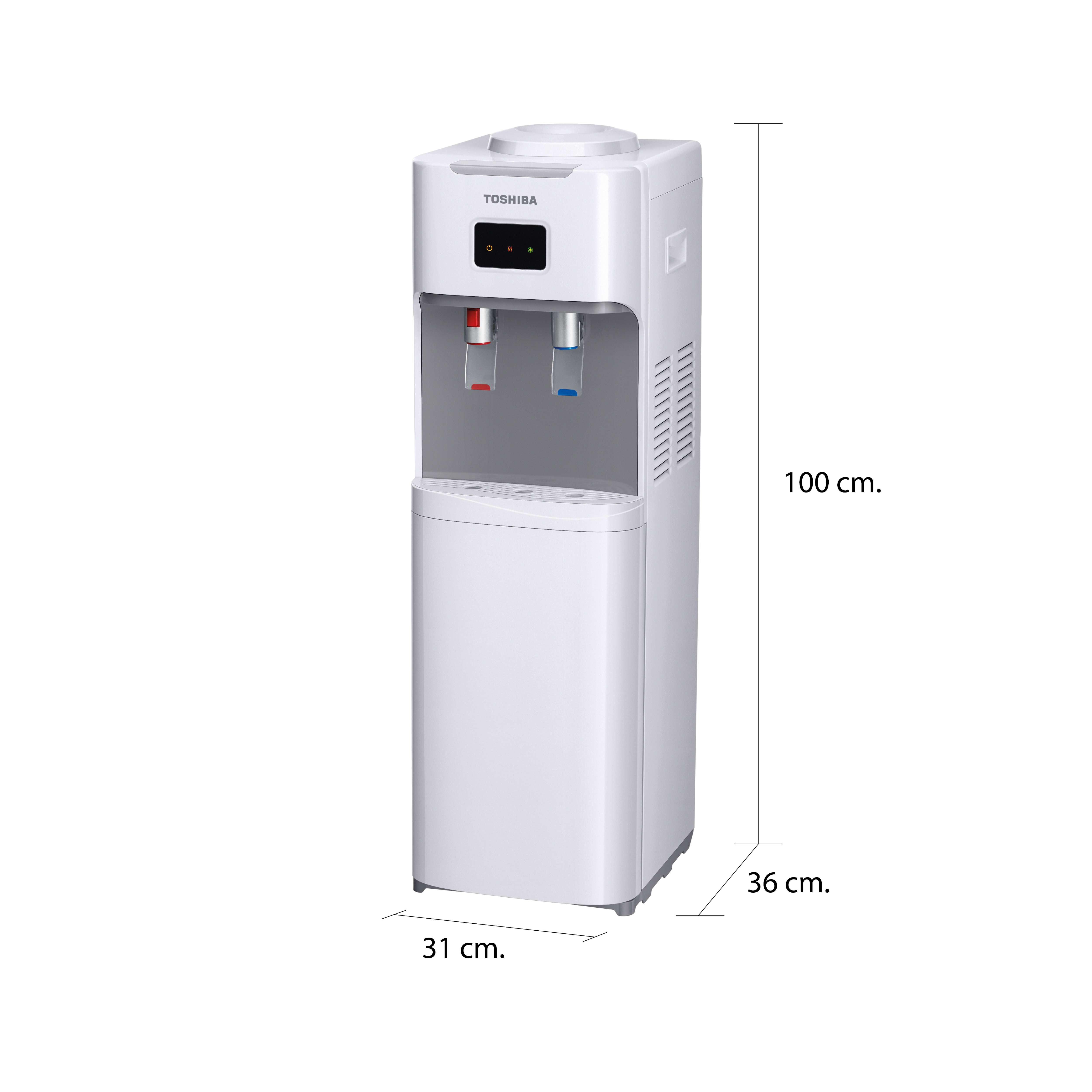 ขนาดและมิติ ตู้กดน้ำ ถังน้ำด้านบน โตชิบา รุ่น RWF-W1664TK(W1)