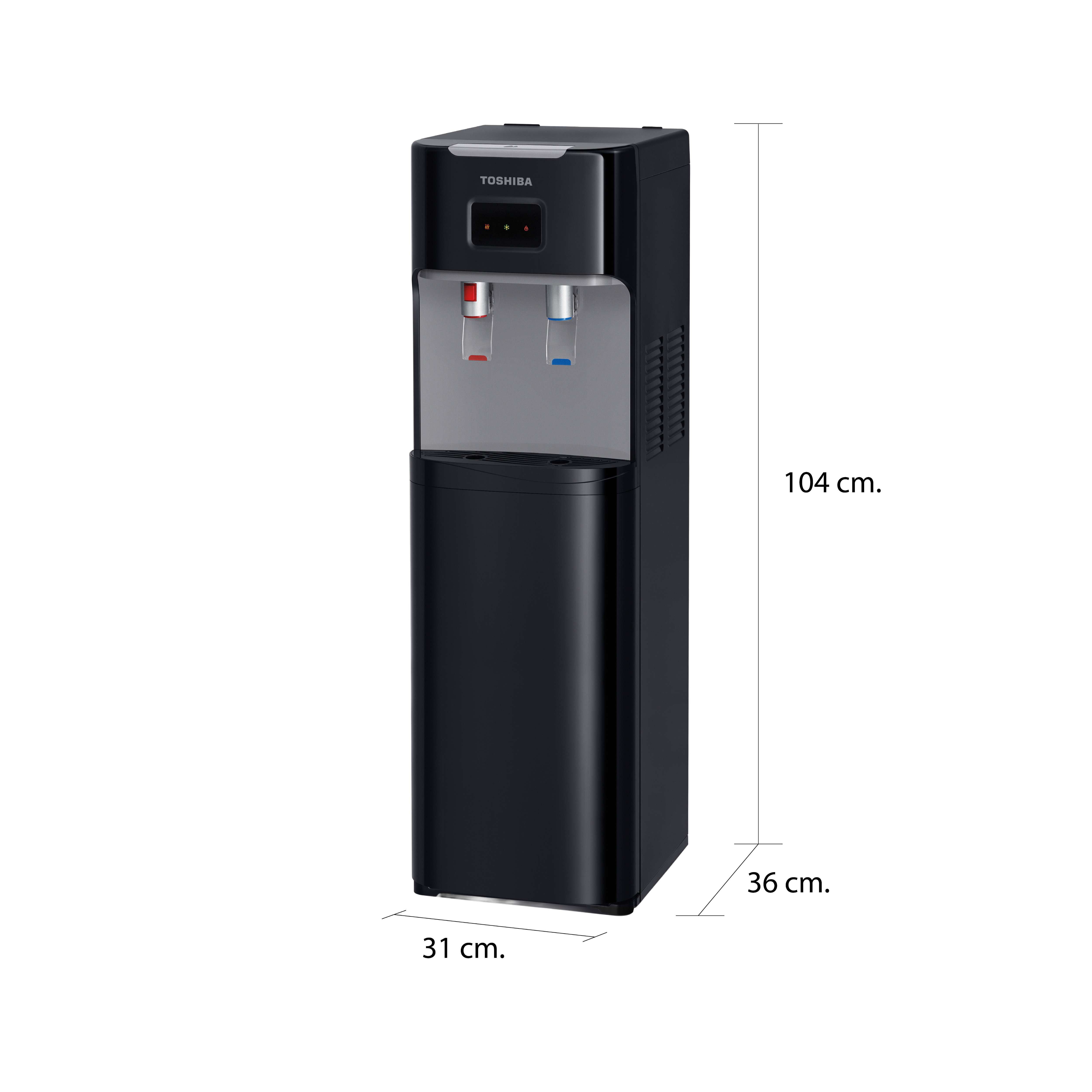 ขนาดและมิติ ตู้กดน้ำ ถังน้ำด้านล่าง โตชิบา รุ่น RWF-W1669BK(K1)