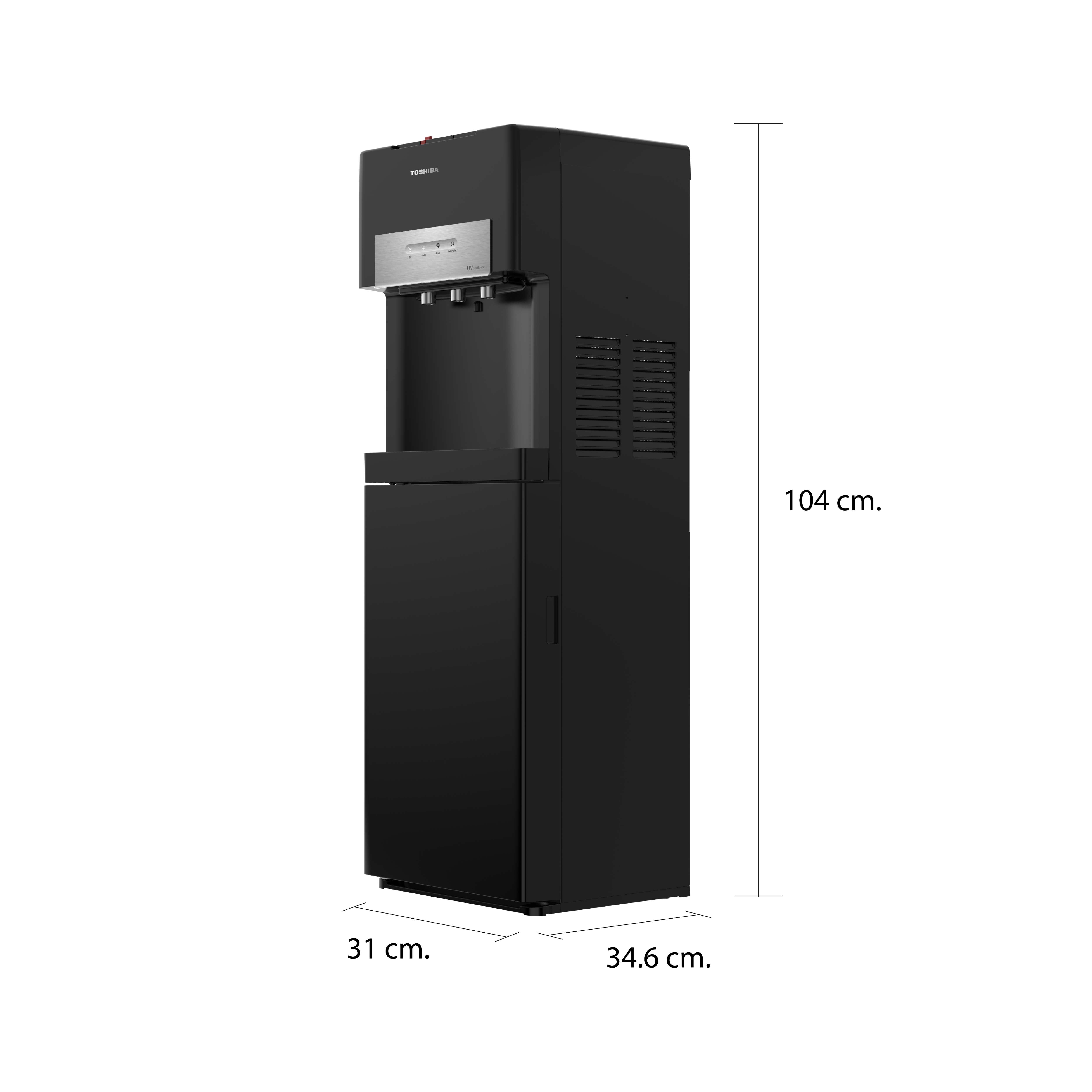 ขนาดและมิติ ตู้กดน้ำ ถังน้ำด้านล่าง โตชิบา รุ่น RWF-W2035UVBTH(K)