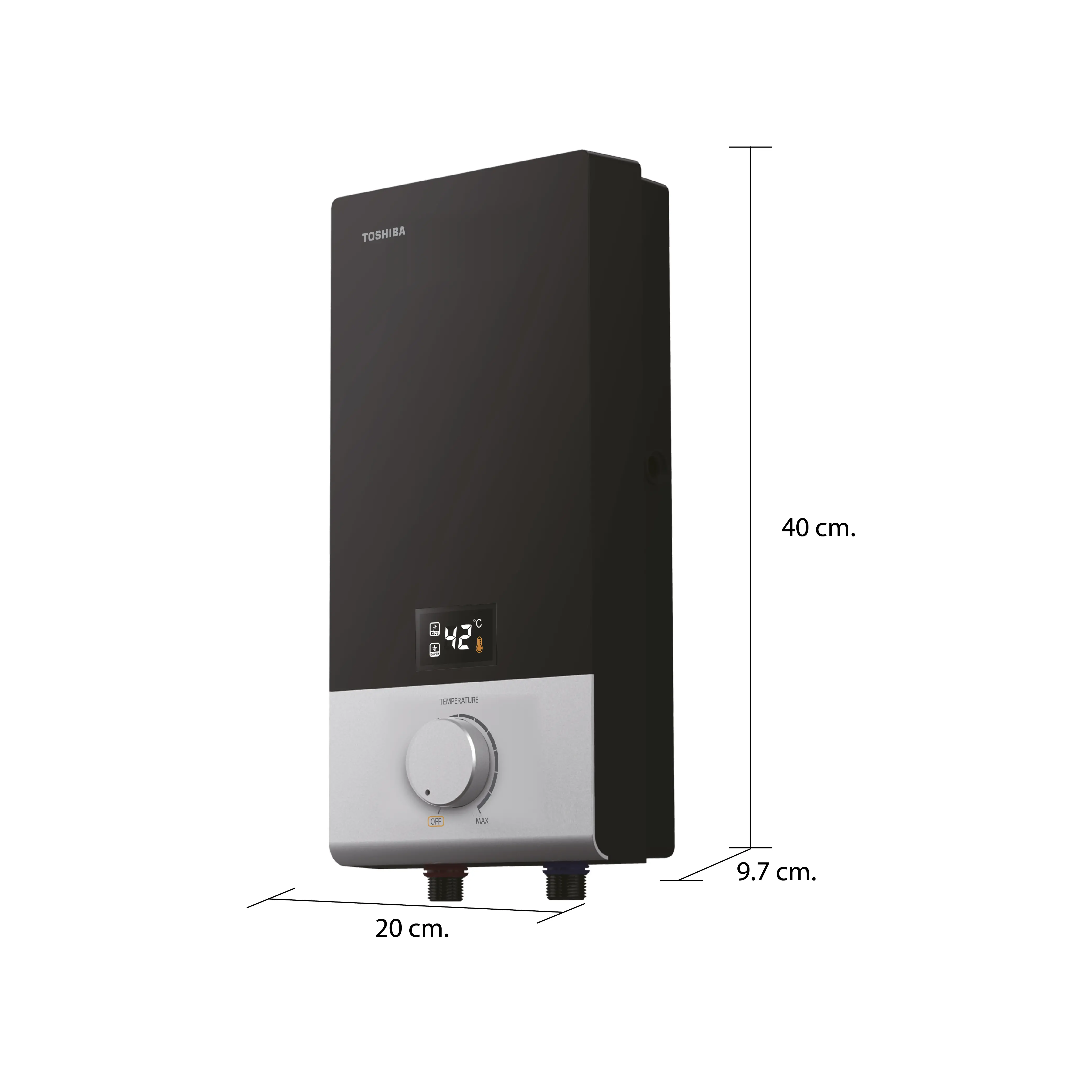ขนาดและมิติ เครื่องทำน้ำอุ่น 3800 วัตต์ โตชิบา รุ่น DSK38ES5KB