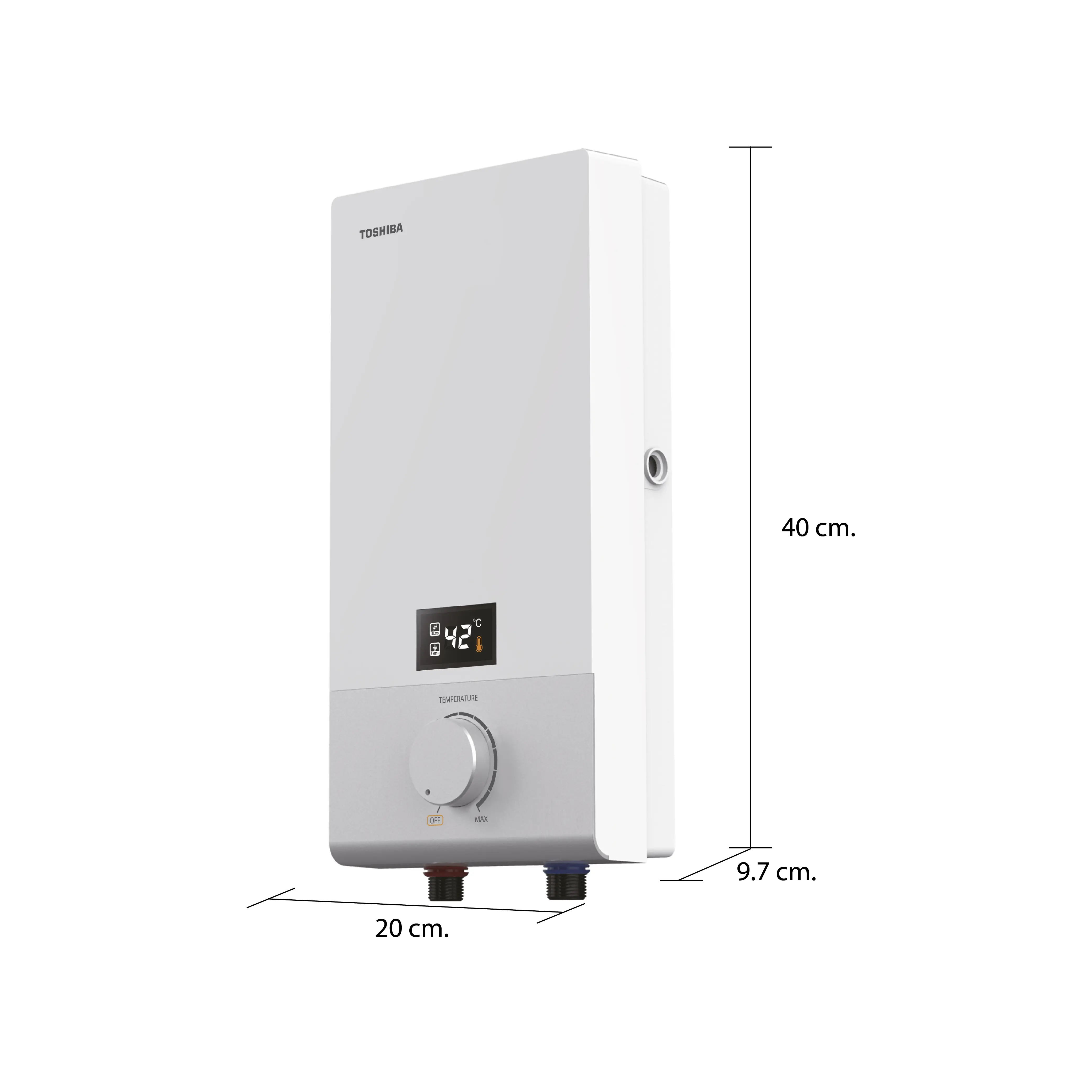 ขนาดและมิติ เครื่องทำน้ำอุ่น 4500 วัตต์ โตชิบา รุ่น DSK45ES5KW