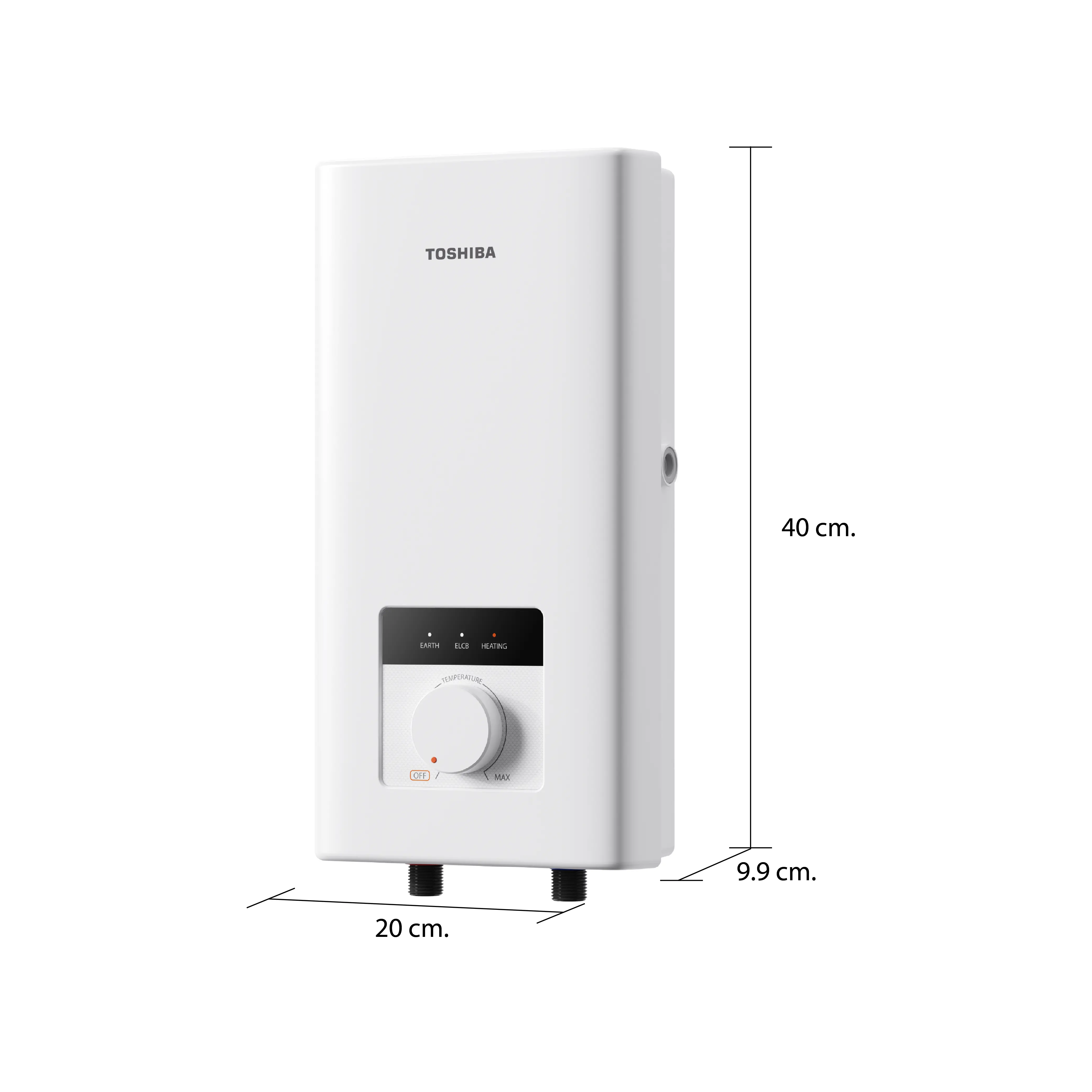 ขนาดและมิติ เครื่องทำน้ำอุ่น 3800 วัตต์ โตชิบา รุ่น TWH-38MFNTH(W)-WB