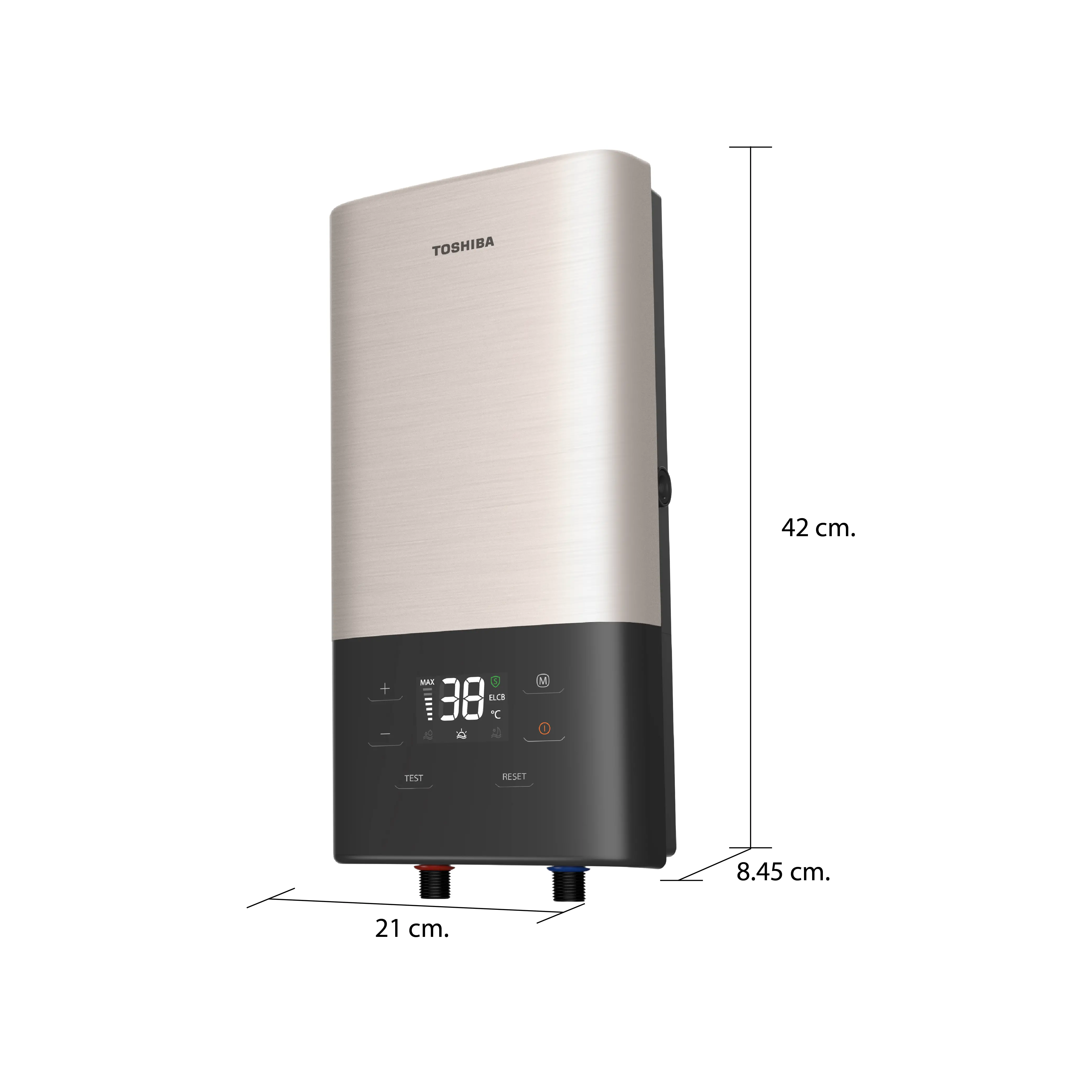 ขนาดและมิติ เครื่องทำน้ำอุ่น 4500 วัตต์ โตชิบา รุ่น TWH-45EXNTH(G)