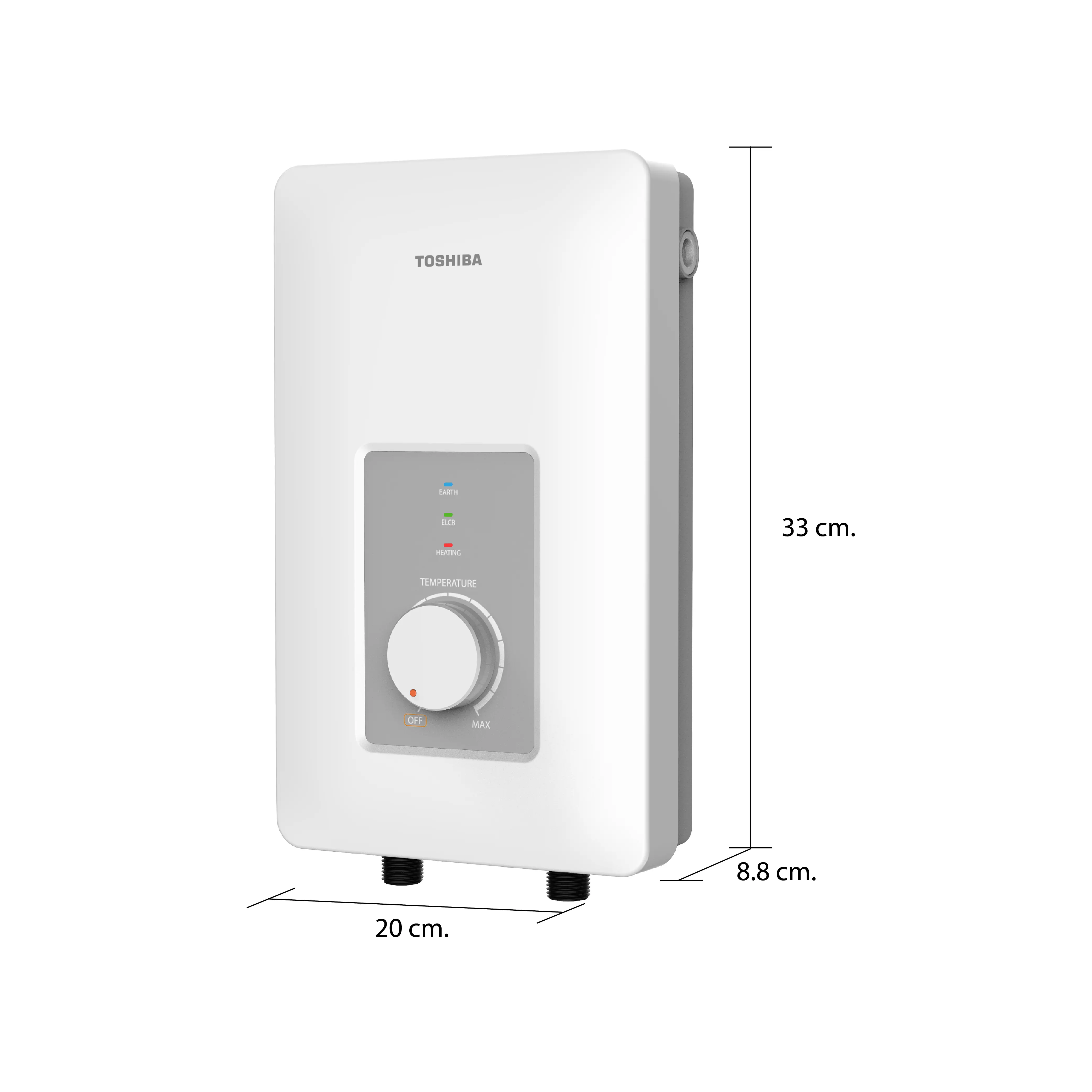 ขนาดและมิติ เครื่องทำน้ำอุ่น 4500 วัตต์ โตชิบา รุ่น TWH-45WTH(W)