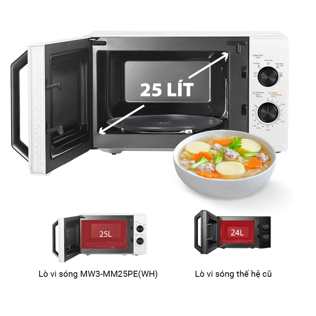Dung Tích Lớn 25L - Tiết Kiệm Không Gian